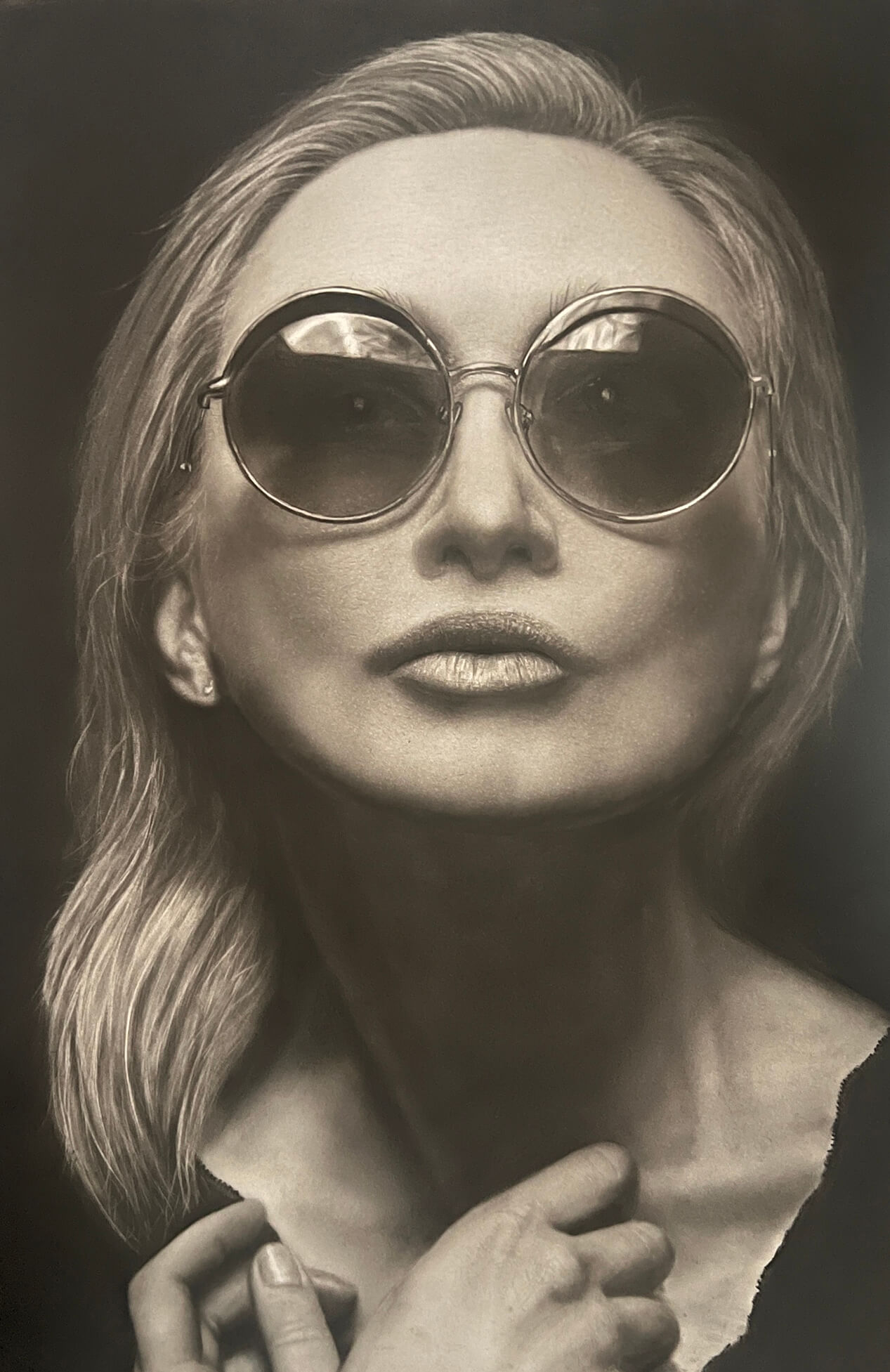 time to reflect Charcoal drawing by Simon Knight, artist in Cornwall. Drawing for sale