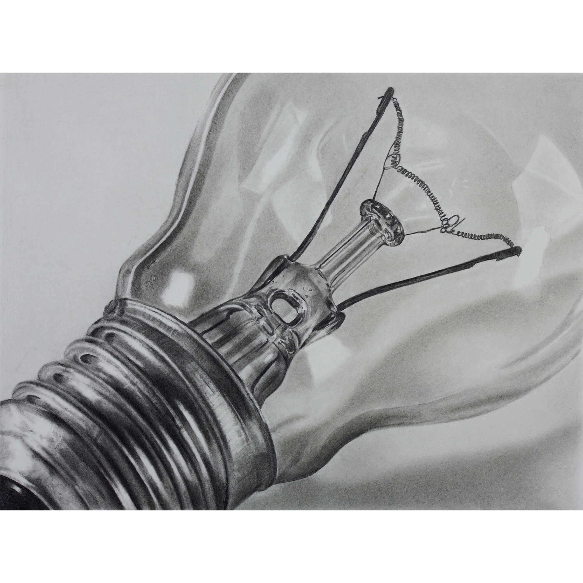 Lightbulb drawing Pencil drawing by Simon Knight, artist in Cornwall. Drawing for sale