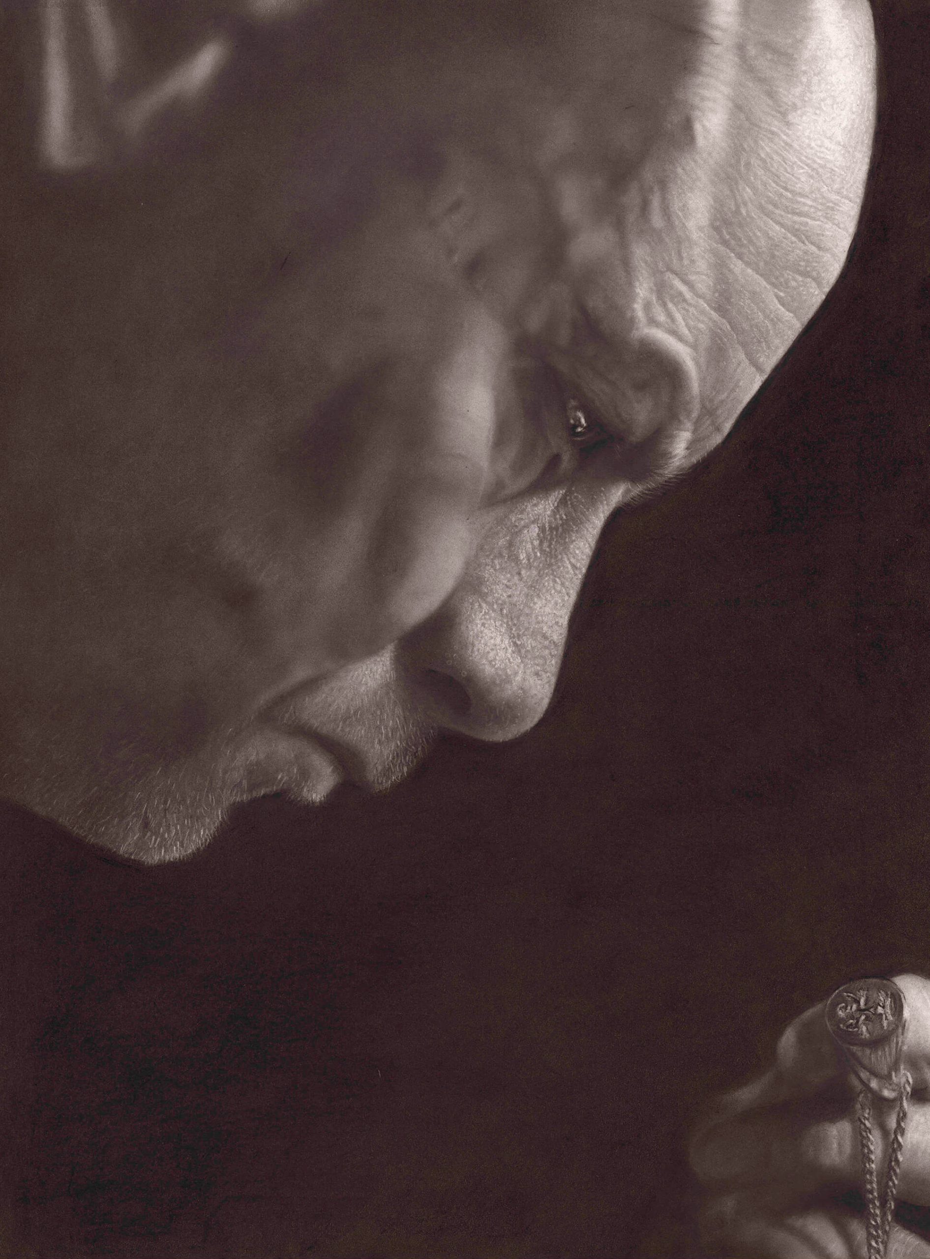 Self Portrait charcoal drawing by Simon Knight, artist in Cornwall. Drawing for sale