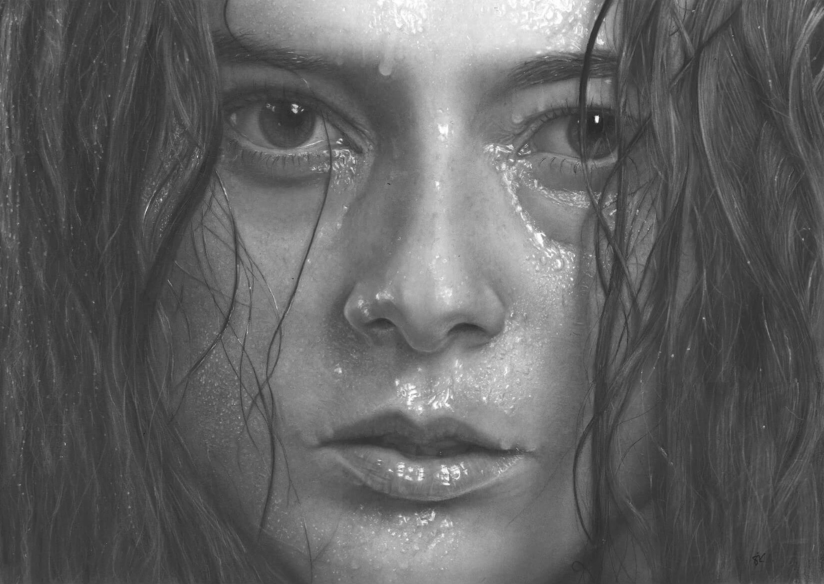 Rise Charcoal drawing by Simon Knight, artist in Cornwall. Drawing for sale